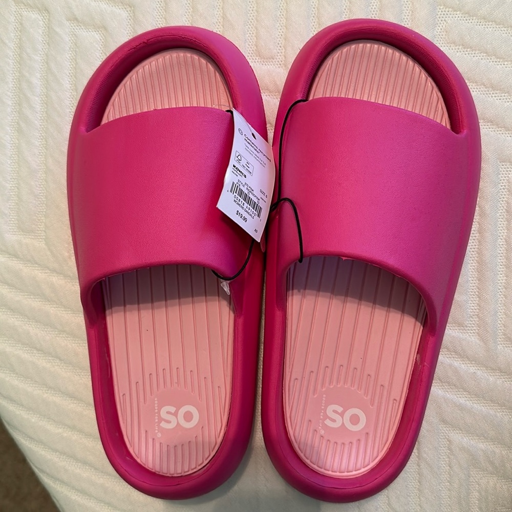 Pink SO slides size 6